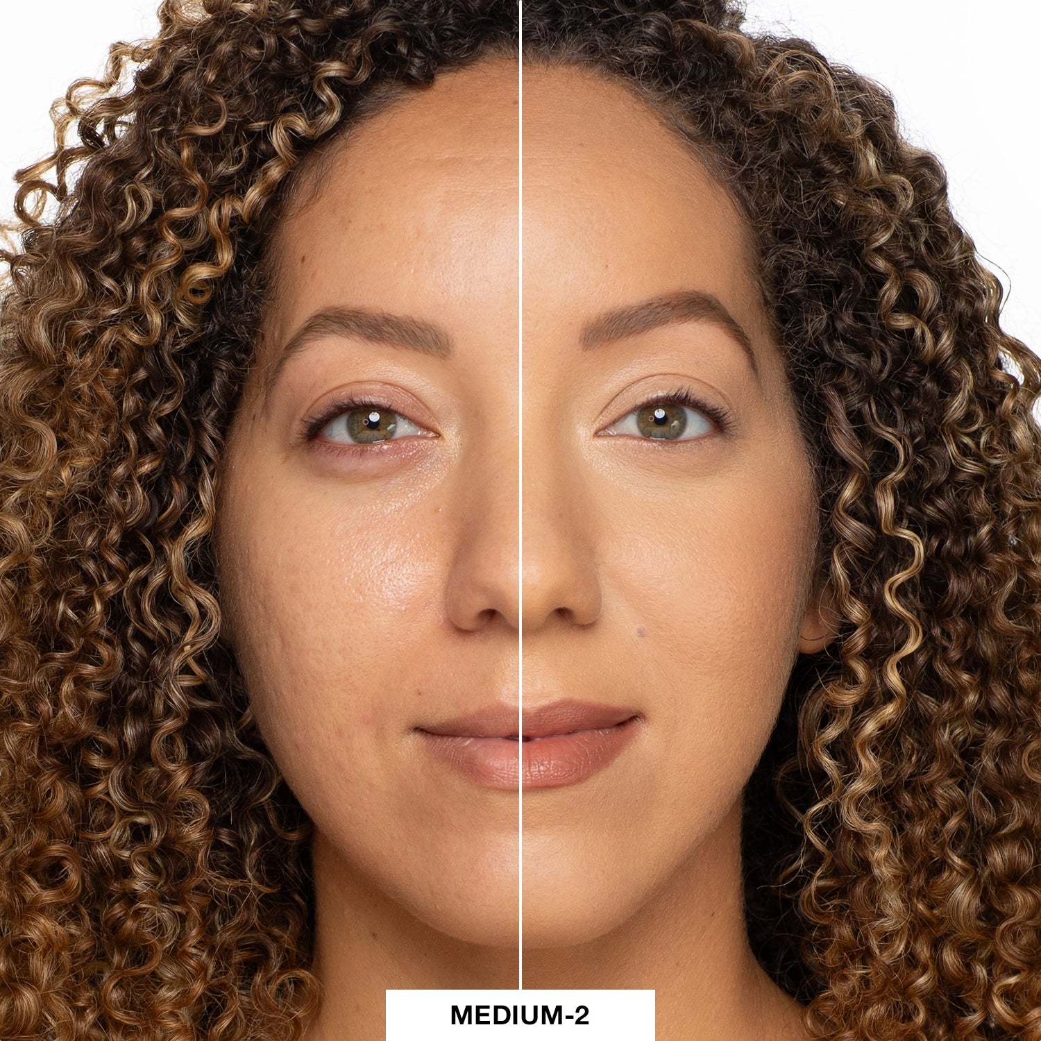 Before and after image of a model wearing shade of LuminousLift Medium2